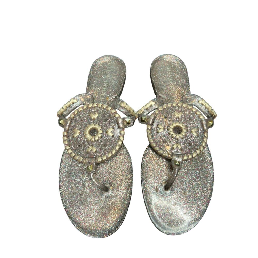 Jack Rogers Silver Glitter Georgica Jelly Whipstick Thong‎ Sandal Size 9
